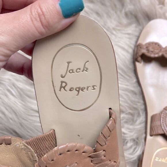 Jack Rogers Leather Lauren Slide Sandal Floral Shaped Low Stacked Heel - Picture 7 of 14